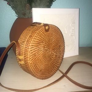 Wicker Boho Crossbody Circle Bag